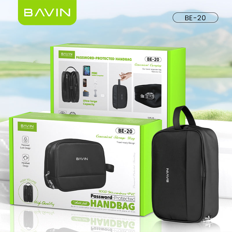 BAVIN E-BE20 Large Capacity Waterproof Bag w/ Password Lock For Earphones, USB Cables, Chargers & Digital Accessories Bag