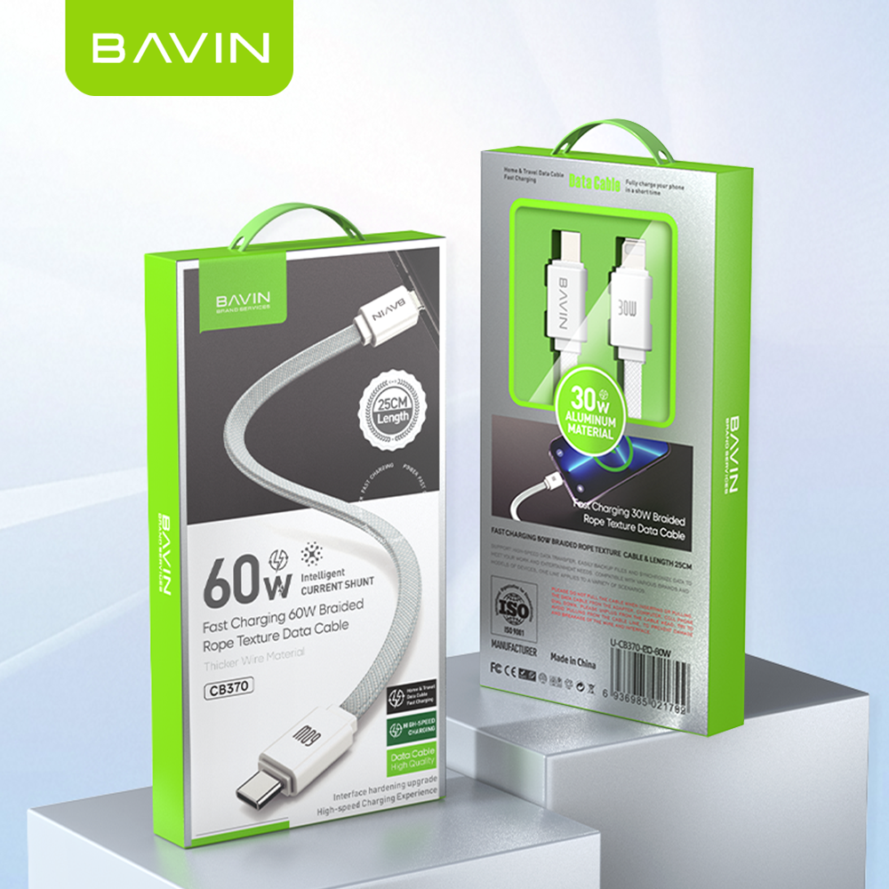 BAVIN U-CB370 60W Fast Charging Mini Cable 25cm for Type-C to Type-C & Type-C to iPhone