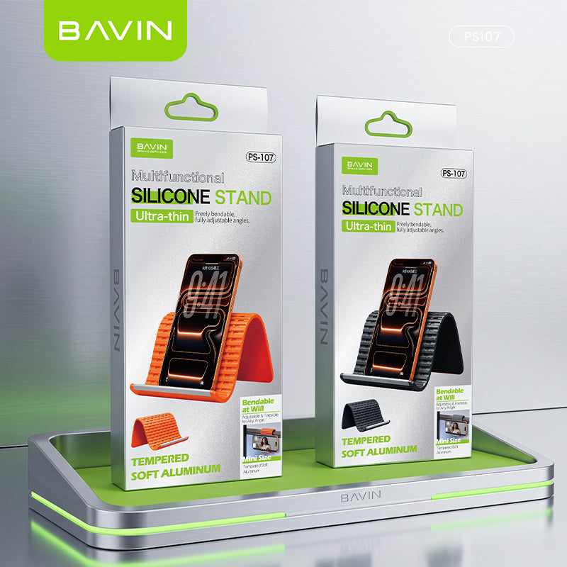BAVIN PS107 Portable Ultra-Slim Foldable Silicone Phone Stand | Adjustable for Universal Desk, Travel