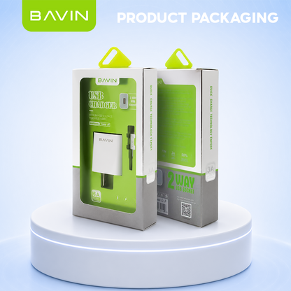 BAVIN PC658Y 3.0A Quick Charging Charger w/ 1 Meter Charging Cable for Micro / iPhone /Type-C