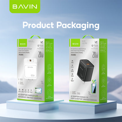 BAVIN C-PC2088 Universal 20W Fast Charging Adaptor Support PD + QC 3.0 Widely Compatibility for Android & iPh Devices