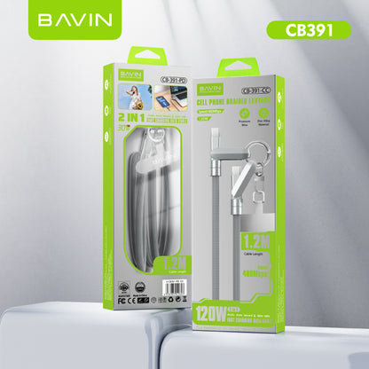 BAVIN U-CB391 2-in-1 30W PD Portable Fast Charging & Data Transmission Cable 1.2M Lanyard Type-C to iPhone / Type-C to Type-C