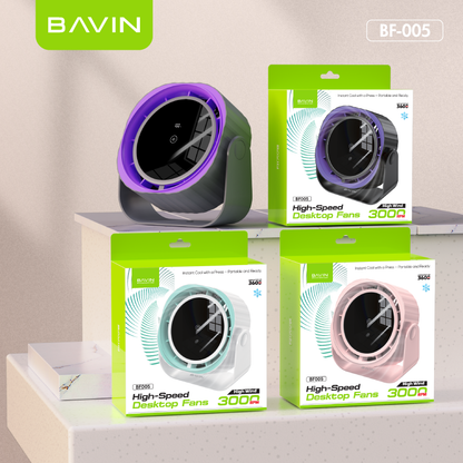 BAVIN BF-005 3600mAh Portable High-Speed Power Cooling Desktop Fan Rechargeable w/ 120 Gears