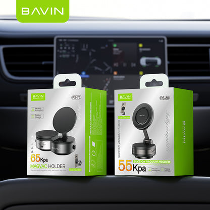 BAVIN D-S-PS75 / D-S-PS88 Magnetic Vacuum Phone Holder Stand w/ 360° Rotation & Motorized Suction Type-C Rechargeable