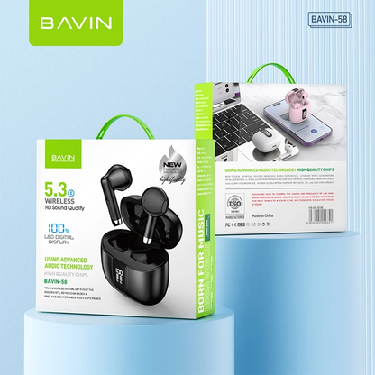 BAVIN HB-BA-58 HiFi Wireless Bluetooth Earbuds w/ Built-in Microphone