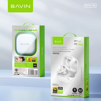 BAVIN BA106 Hi-Fi Open-Ear Wireless Bluetooth 6.0 Earbuds w/ Type-C Fast Charging for Smartphones