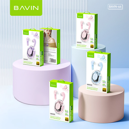 BAVIN BA66 TWS Bluetooth Earphone w/ Stereo Audio Sounds & Built-in Mic