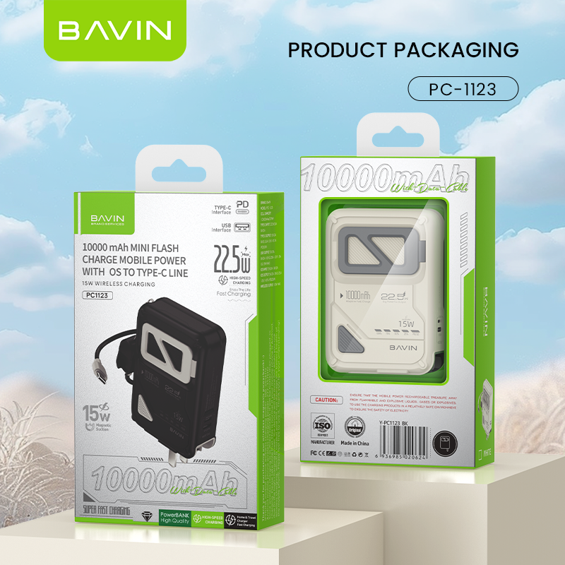 BAVIN Y-PC1123 10000mAh Magnetic Powerbank w/ Phone Holder & AC Plug