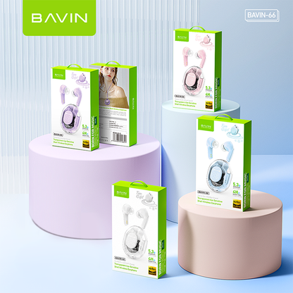 BAVIN BA66 TWS Bluetooth Earphone w/ Stereo Audio Sounds & Built-in Mic