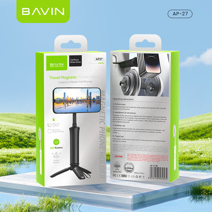 BAVIN P27 Magnetic Phone Holder Stand w/ Adjustable Bracket w/ Selfie Stick for Live , Video Calls & Mobile Phones