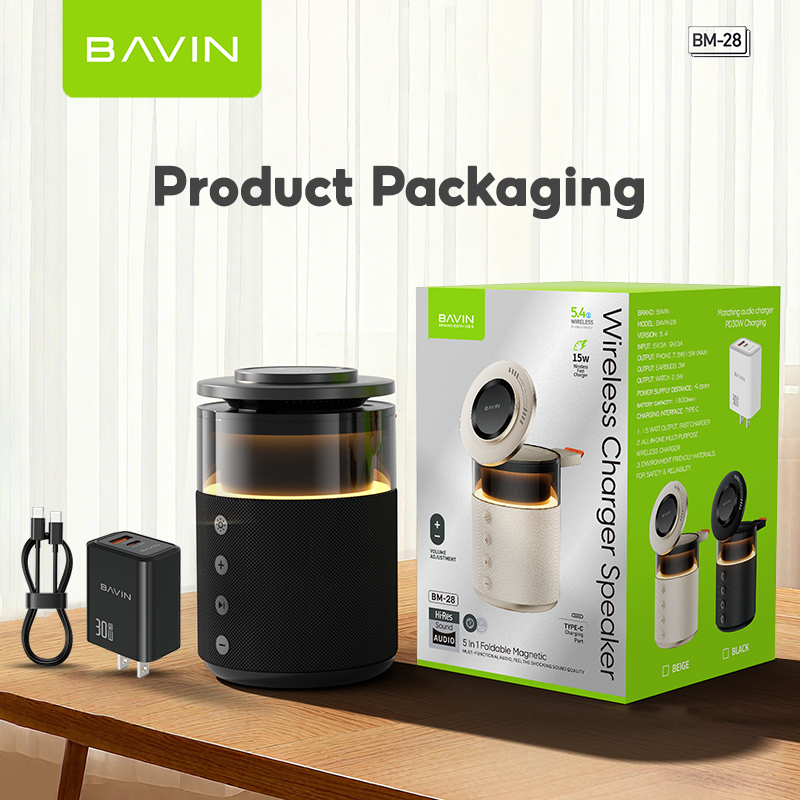 【Christmas Gift】BAVIN BM28 5in1 Multi-function Bluetooth Speaker w/15W Magnetic Wireless Fast Charging