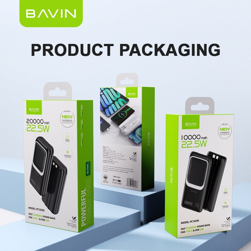 BAVIN Y-PC1030 20000mAh 22.5W Fast Charging Powerbank w/ Built-in Cable