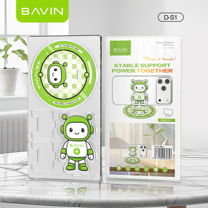 BAVIN Phone Stand Acrylic Transparent Robot Design Holder for Desk Compatible for Smartphones