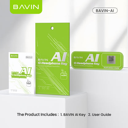BAVIN HB-BA-100 Wireless Bluetooth Earbuds w/ Hi-Res Audio, Touch Control, AI Voice Assistant, Real-Time Transcription