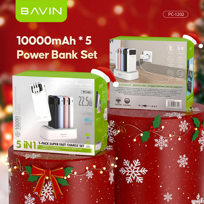 ( Christmas Gift ) BAVIN PC1202 10000mAh 5-in-1 Home Powerbank Set 22.5W Fast Charging w/ 45W PD Adapter + 60W Cable