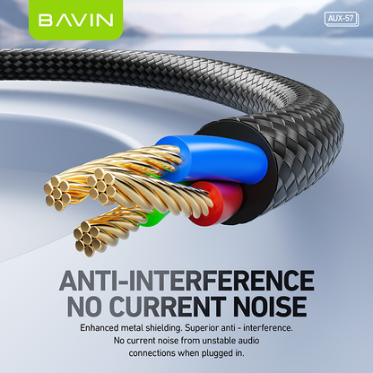 BAVIN H-AUX57 2 in 1 Hi-Fi Aux Cable 1 Meter for Type-C & iPhone to 3.5mm