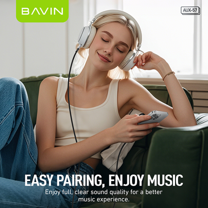 BAVIN H-AUX57 2 in 1 Hi-Fi Aux Cable 1 Meter for Type-C & iPhone to 3.5mm