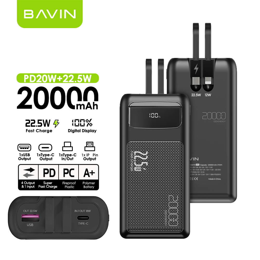 BAVIN Y-PC007 20000mAh / PC008 10000mAh 22.5W Fast Charging Powerbank