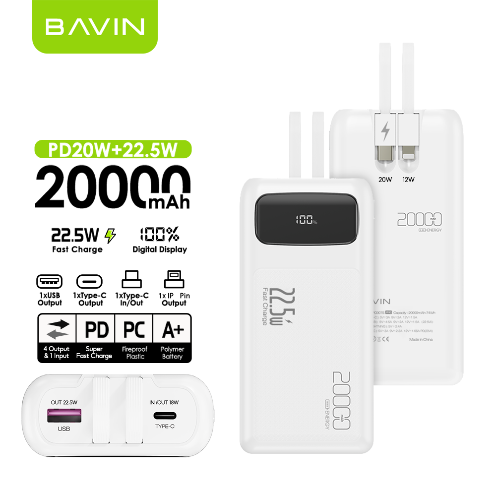 BAVIN Y-PC007 20000mAh / PC008 10000mAh 22.5W Fast Charging Powerbank