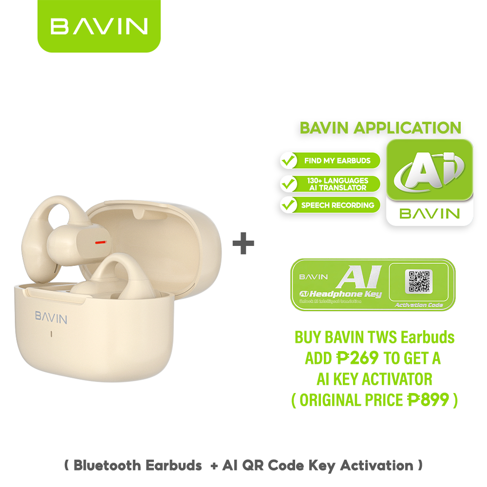BAVIN HB-BA-63 HiFi Open-Ear TWS Bluetooth Earbuds w/ Mic, Long Battery, AI Assistant & Real-Time Translation