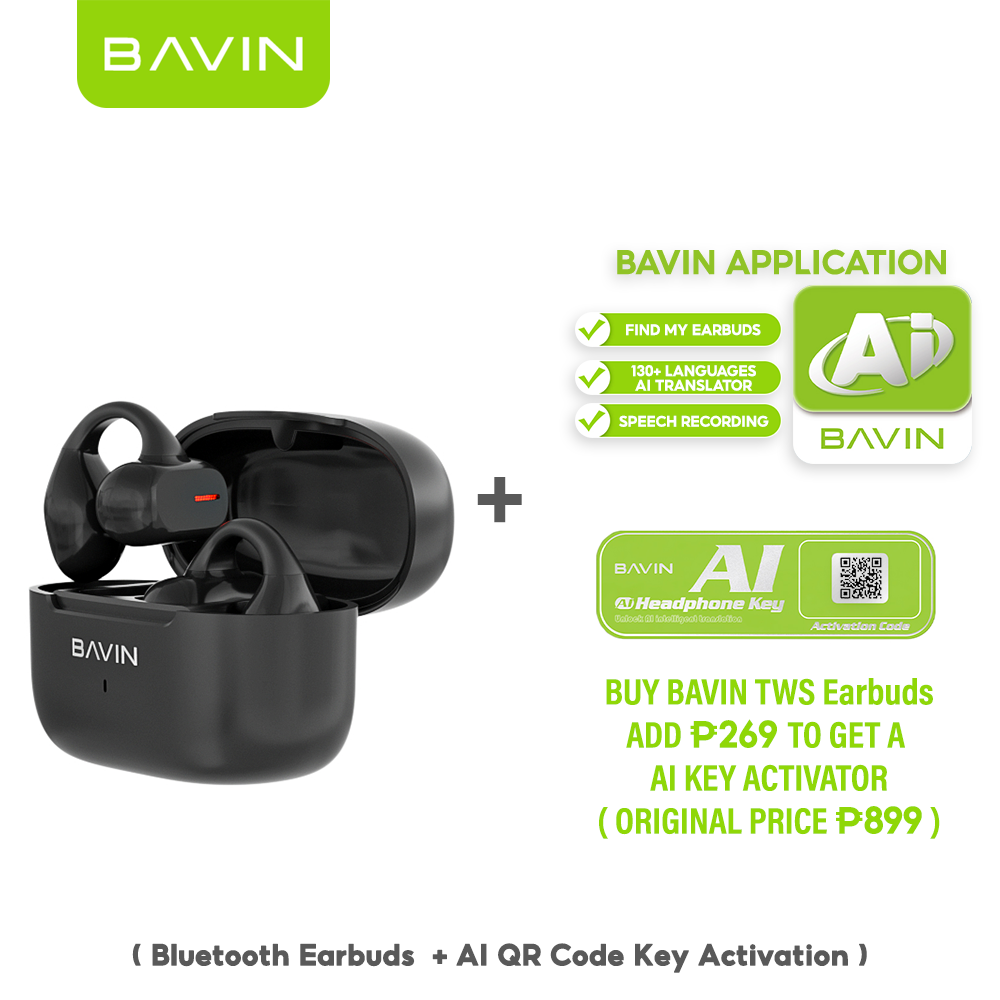 BAVIN HB-BA-63 HiFi Open-Ear TWS Bluetooth Earbuds w/ Mic, Long Battery, AI Assistant & Real-Time Translation
