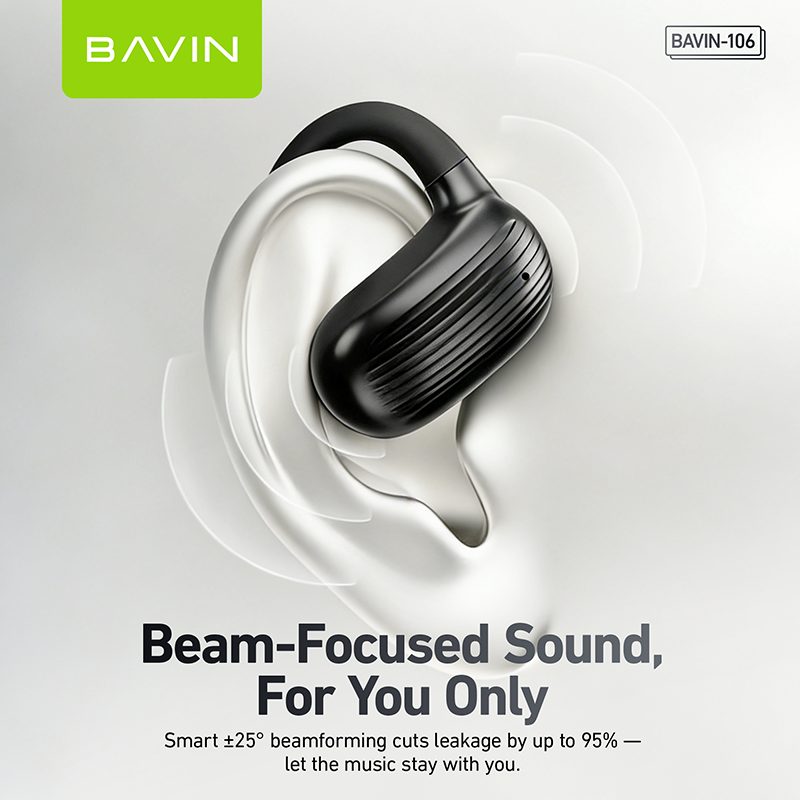 BAVIN BA106 Hi-Fi Open-Ear Wireless Bluetooth 6.0 Earbuds w/ Type-C Fast Charging for Smartphones