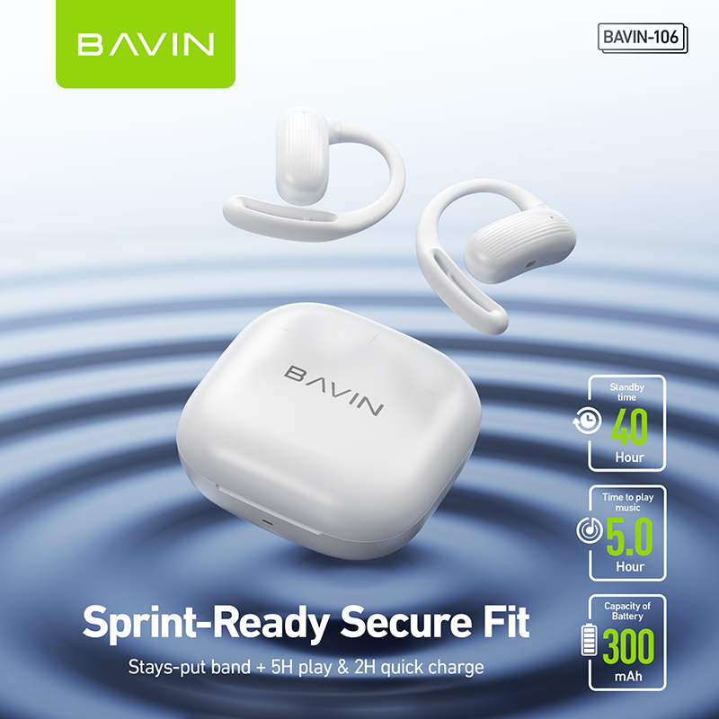 BAVIN BA106 Hi-Fi Open-Ear Wireless Bluetooth 6.0 Earbuds w/ Type-C Fast Charging for Smartphones