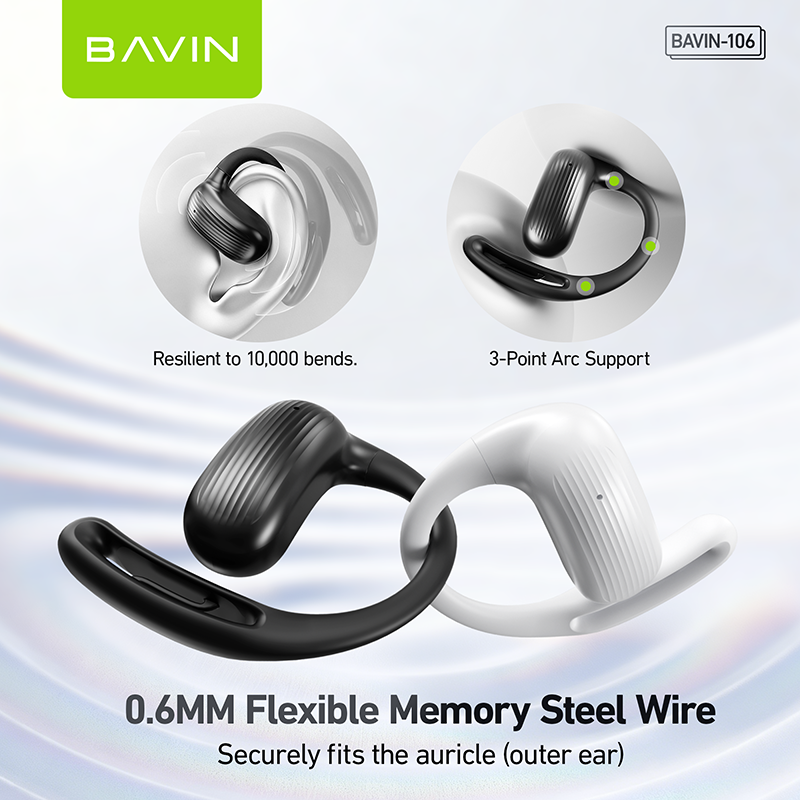 BAVIN BA106 Hi-Fi Open-Ear Wireless Bluetooth 6.0 Earbuds w/ Type-C Fast Charging for Smartphones