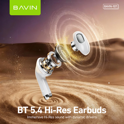 【Christmas Gift】BAVIN BA107 Mini Wireless Bluetooth 5.4 Earphones Hi-Fi In-Ear Wear Leather-Style