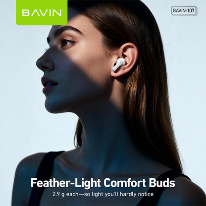【Christmas Gift】BAVIN BA107 Mini Wireless Bluetooth 5.4 Earphones Hi-Fi In-Ear Wear Leather-Style