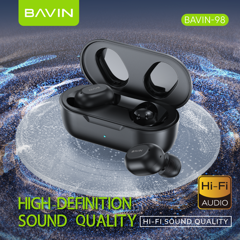 BAVIN HB-BA-98 HiFi Audio Bluetooth Wireless TWS Earbuds w/ Lightweight & Sweatproof