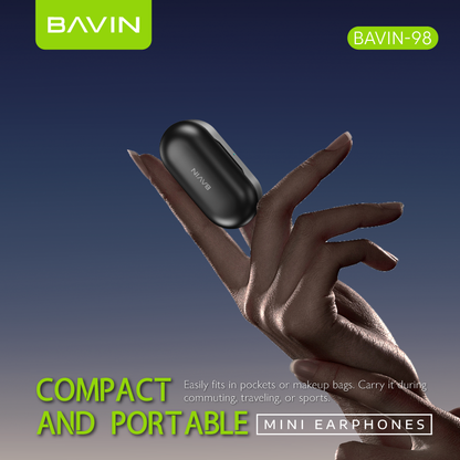 BAVIN HB-BA-98 HiFi Audio Bluetooth Wireless TWS Earbuds w/ Lightweight & Sweatproof
