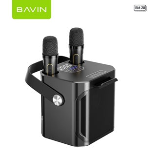BAVIN DV-BM20 Professional Karaoke Bluetooth 5.0 Portable Speaker w/ Dual Microphones & Phone Stande