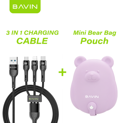 BAVIN CB236-3 3in1 Fast Charging Braided Cable 18W High Density Safe for Smartphone