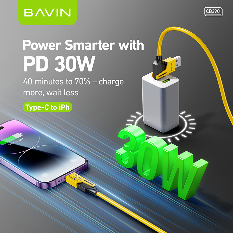 BAVIN U-CB390 4 IN 1 Fast Charging Cable PD 30W / 65W Type-C Multi-function for Supports Laptop Charging & Smartphones
