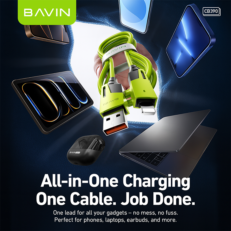 BAVIN U-CB390 4 IN 1 Fast Charging Cable PD 30W / 65W Type-C Multi-function for Supports Laptop Charging & Smartphones