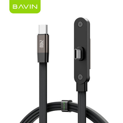 BAVIN CB430 2-in-1 240W PD Type-C Fast Charging Data Cable 1.2m w/ Foldable Stand for iPhone & Android