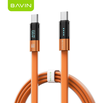 BAVIN CB431 66W PD Fast Charging 1M Braided Data Cable USB to Type-C & Type-C to Type-C w/ LED Display