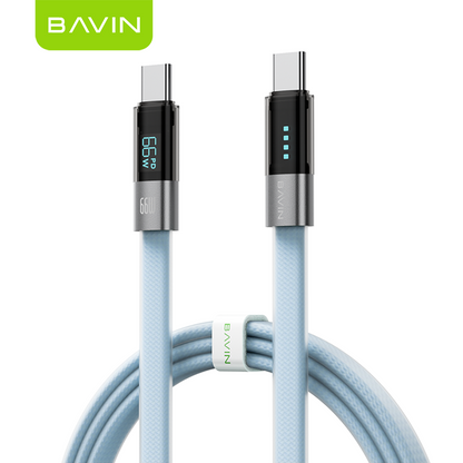 BAVIN CB431 66W PD Fast Charging 1M Braided Data Cable USB to Type-C & Type-C to Type-C w/ LED Display
