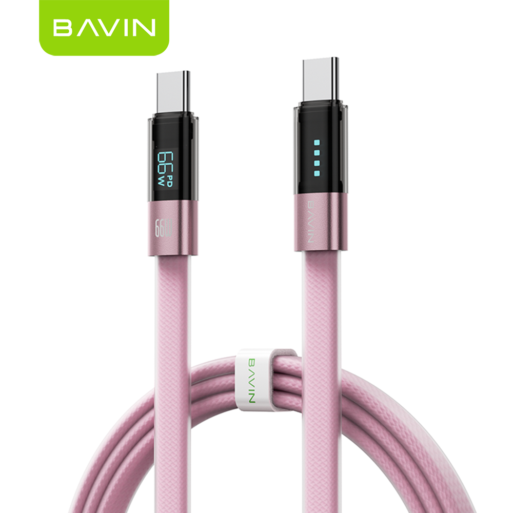 BAVIN CB431 66W PD Fast Charging 1M Braided Data Cable USB to Type-C & Type-C to Type-C w/ LED Display
