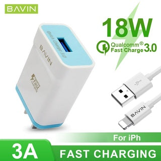 BAVIN C-PC658-XX Qualcomm 3.0 Fast Charger w/ Cable for iPhone, Micro, Type-C