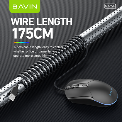 BAVIN G-K-995 Ergonomic Wired RGB Gaming Mouse