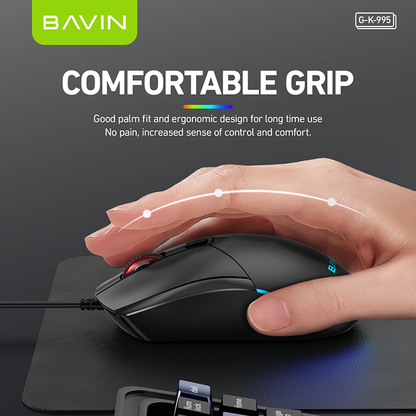 BAVIN G-K-995 Ergonomic Wired RGB Gaming Mouse