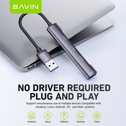 BAVIN H20 4in1 Universal USB-A / USB C Docking Station Hub USB 3.0 / Type-C Ports Adapter for Laptop, PC