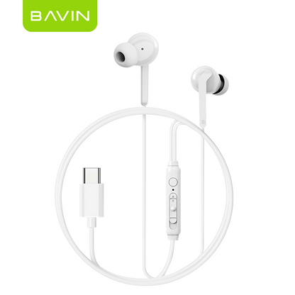 BAVIN H-C-HX868 / H-C-HX867 HiFi Audio Stereo Sound Wired Controller Earphone for Type-C Phones Tablet Laptop