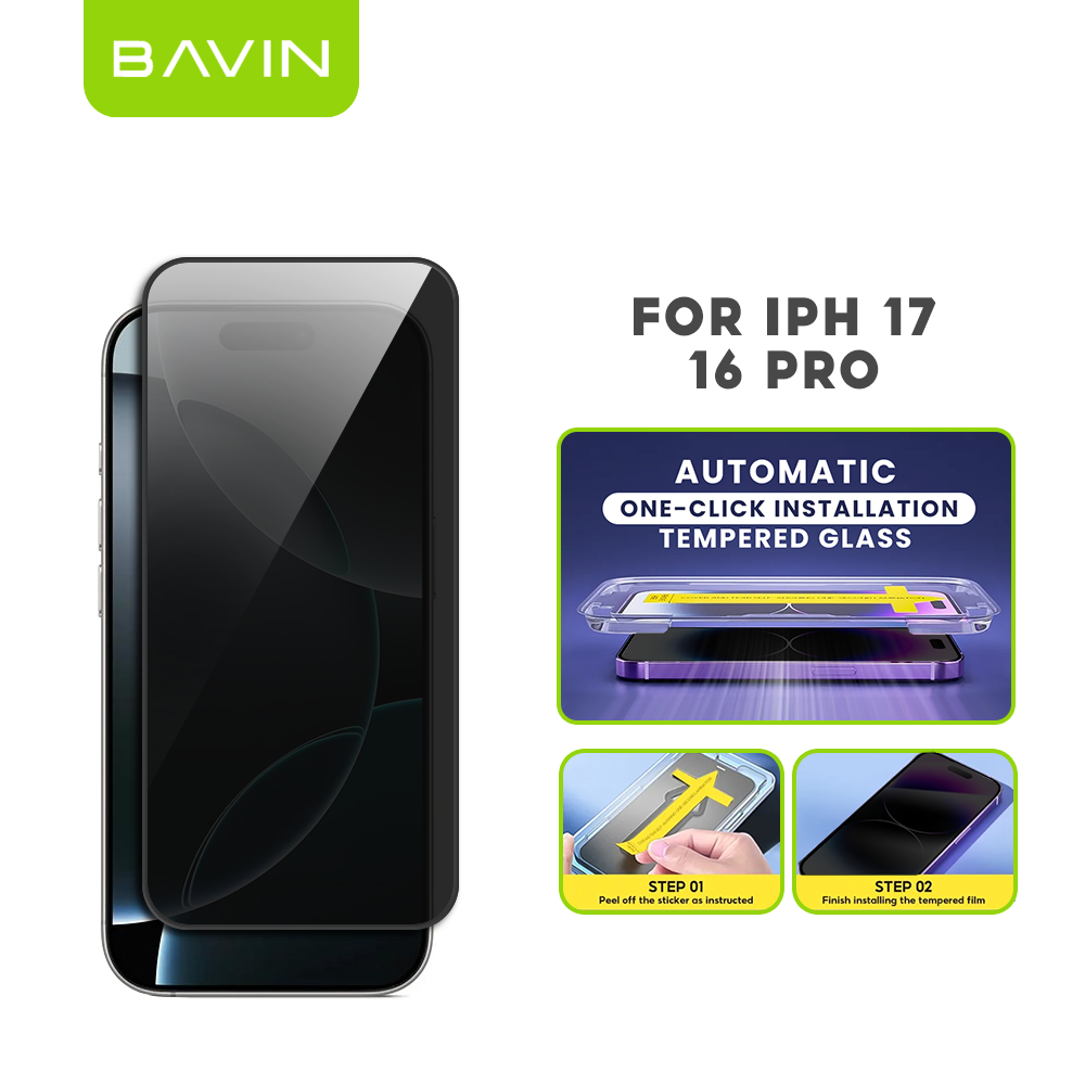 BAVIN S-Q11 One-Click Privacy Tempered Glass for iPhone X-16 / 16E / 17 Series