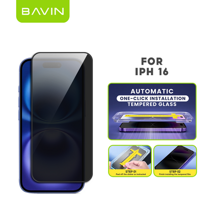 BAVIN S-Q11-XX One-Click Privacy Tempered Glass for iPhone X-16 / 16E Series