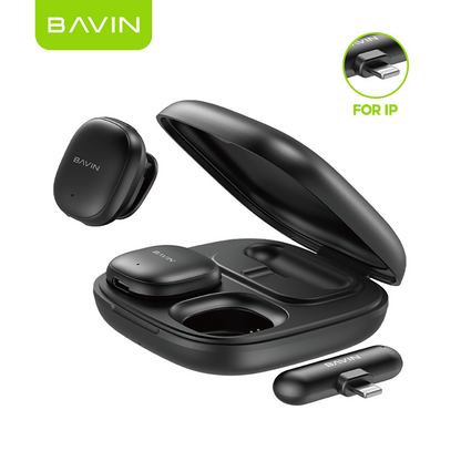 BAVIN MP105 Dual Wireless Microphone 50m Range, Plug & Play w/ 3-Mode Noise Cancellation, Case & LED for Type-C/ iPhone