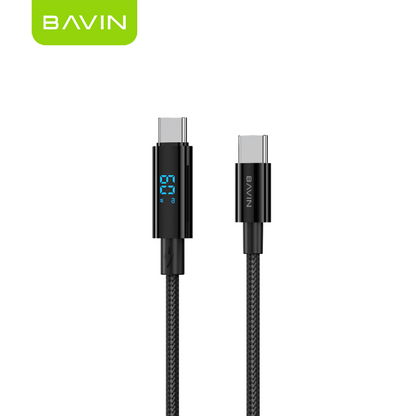 BAVIN CB432 60W PD USB C Fast Charging Data Cable 1M w/ LED Digital Display, Braided Nylon For iPhone 18