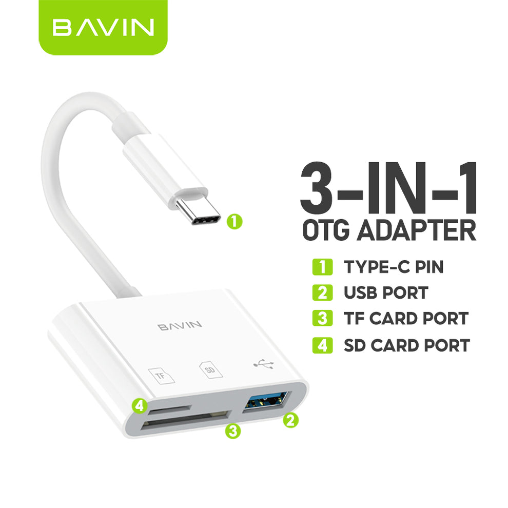 BAVIN O29 / O108 6in1 OTG Card Reader Adapter Type-C and iPhone To TF/